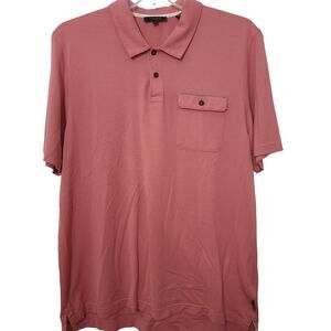 Ted Baker Polo Shirt Pink Knit Short Sleeve London Chard Textured Pocket 6 XXL
